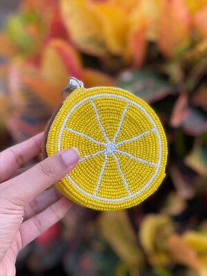 Citrus Delight: Hand-Embroidered Lemon Coin Purse Inspired by Positano