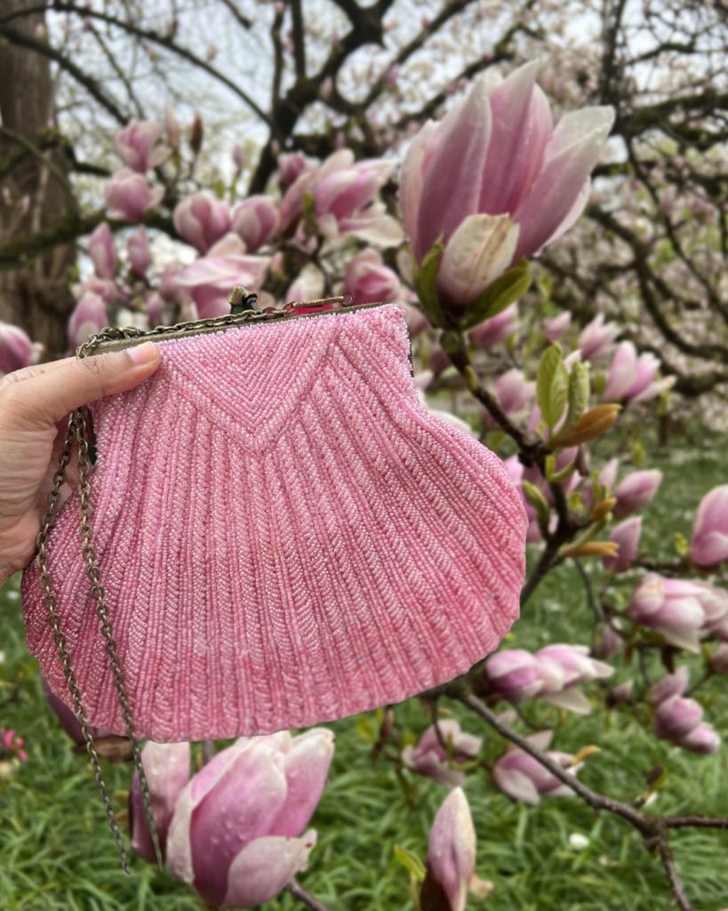 Pink Embroidered Party Clutch Purse/ Bag