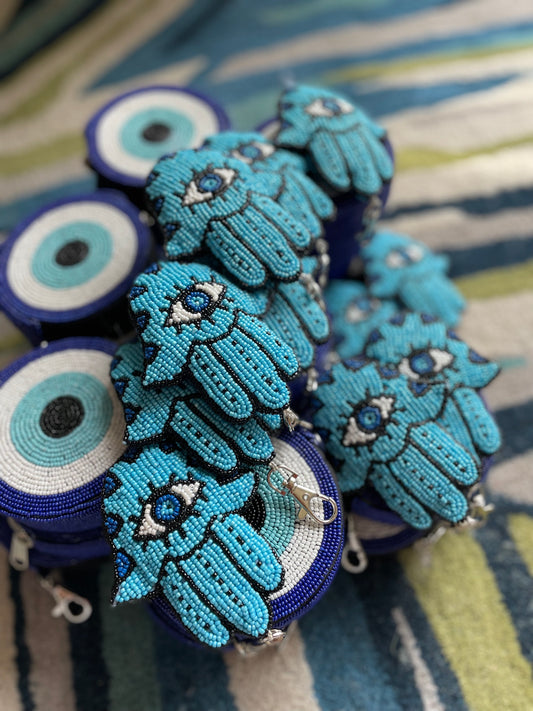 Fitoor Banjaaran's Hand Embroidered Evil Eye Hamsa Charm