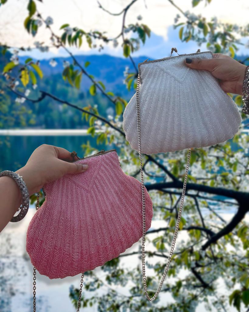 Fitoori Banjaaran's Hand Embroidered Morjim Sea Shell Party Clutch