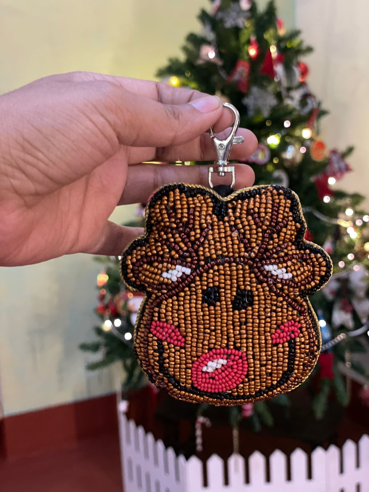 Fitoori Banjaaran's Hand Embroidered Christmas Tree Rudolph Charm