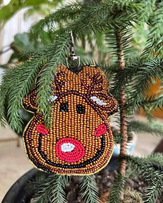 Fitoori Banjaaran's Hand Embroidered Christmas Tree Rudolph Charm