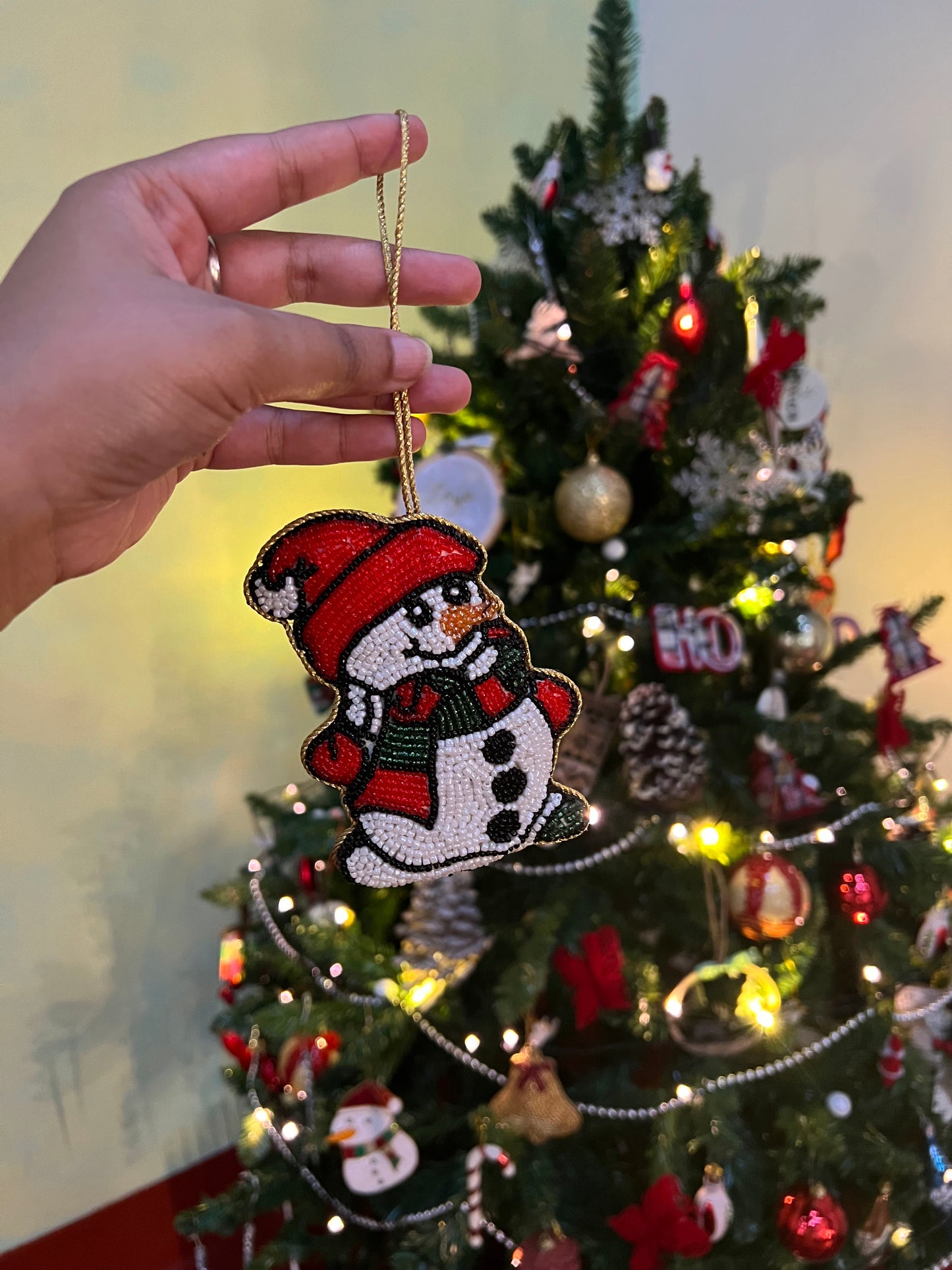 Fitoori Banjaaran's Hand Embroidered Christmas Snowman Charm