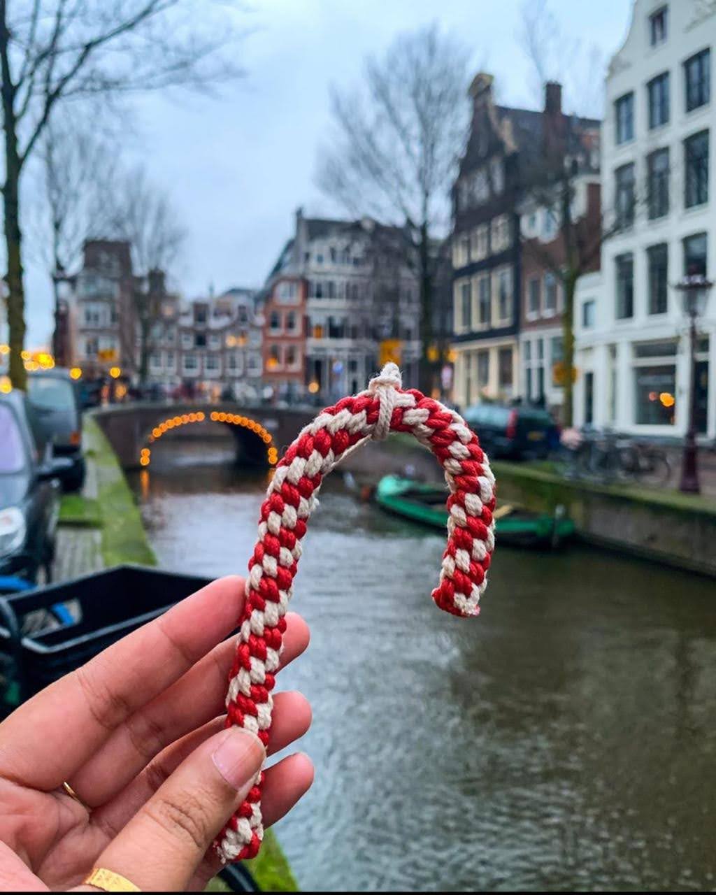 Fitoori Banjaaran's Macrame Christmas Candycane Charm