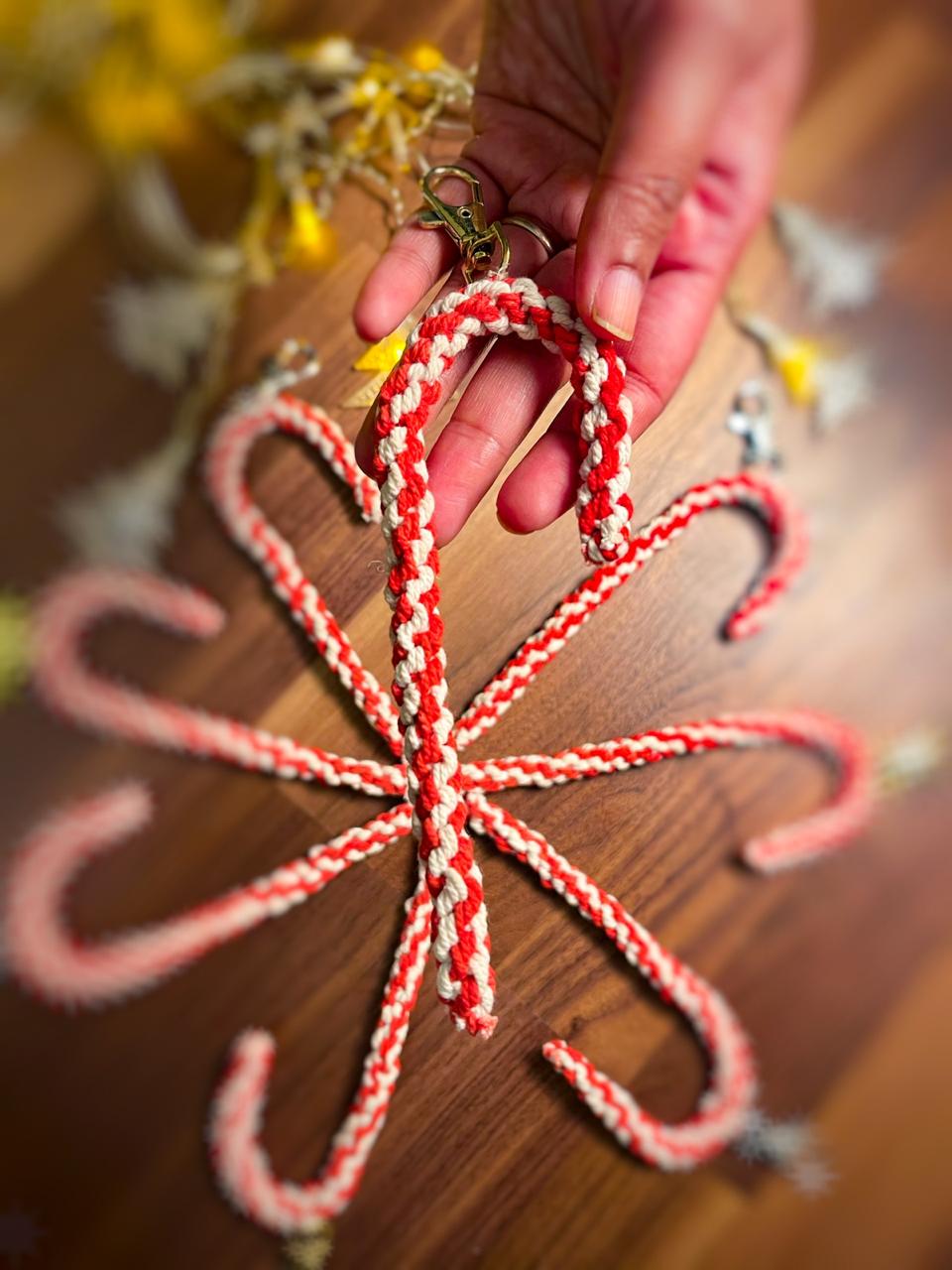 Fitoori Banjaaran's Macrame Christmas Candycane Charm