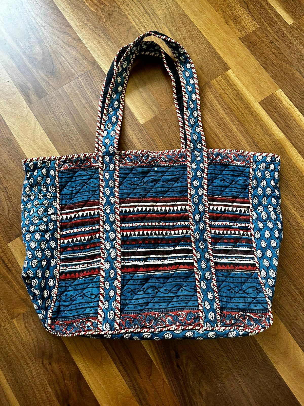 Fitoori Banjaaran's Cotton Block Printed Quilted Tote Bag